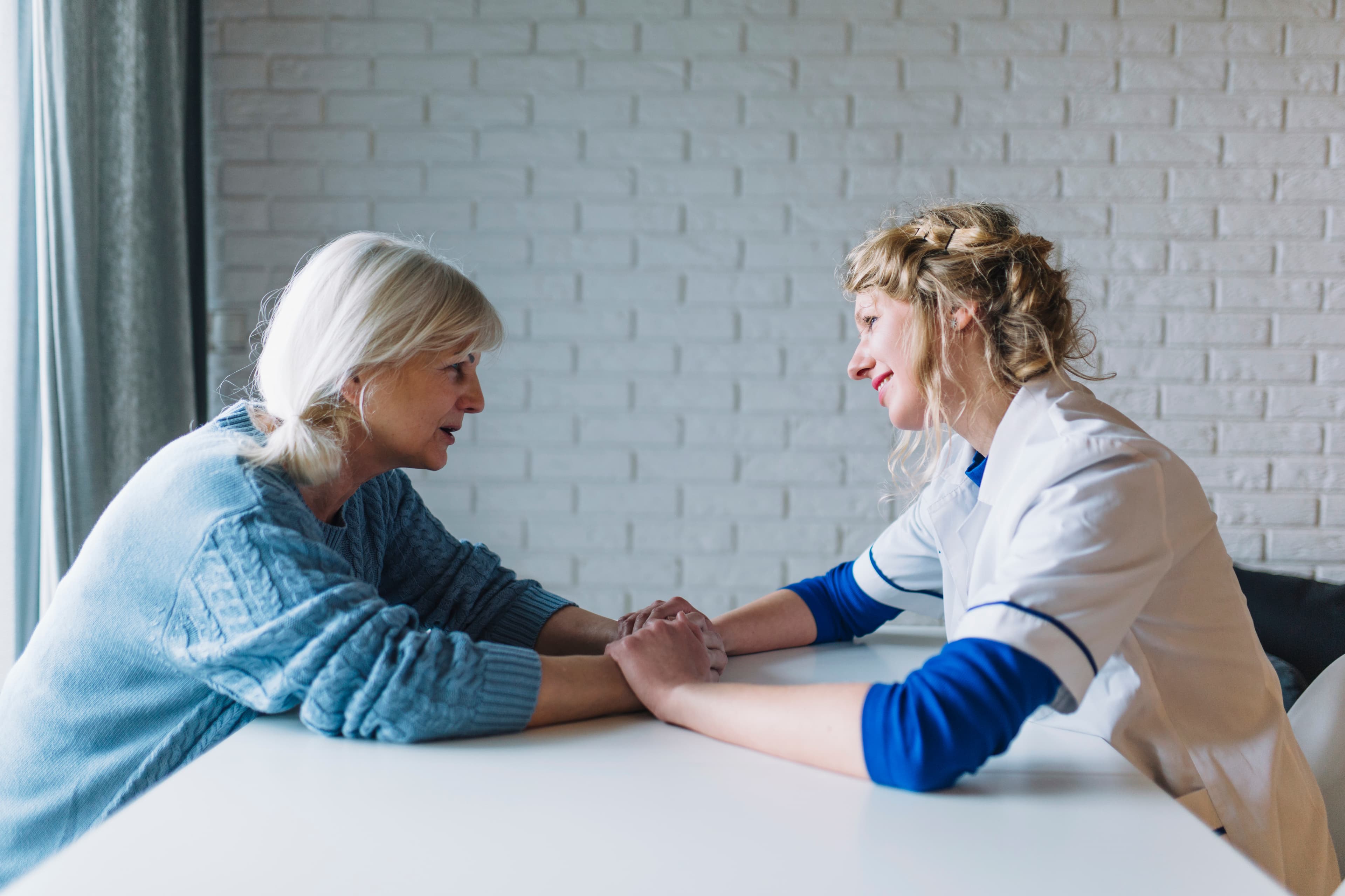 woman holding hands